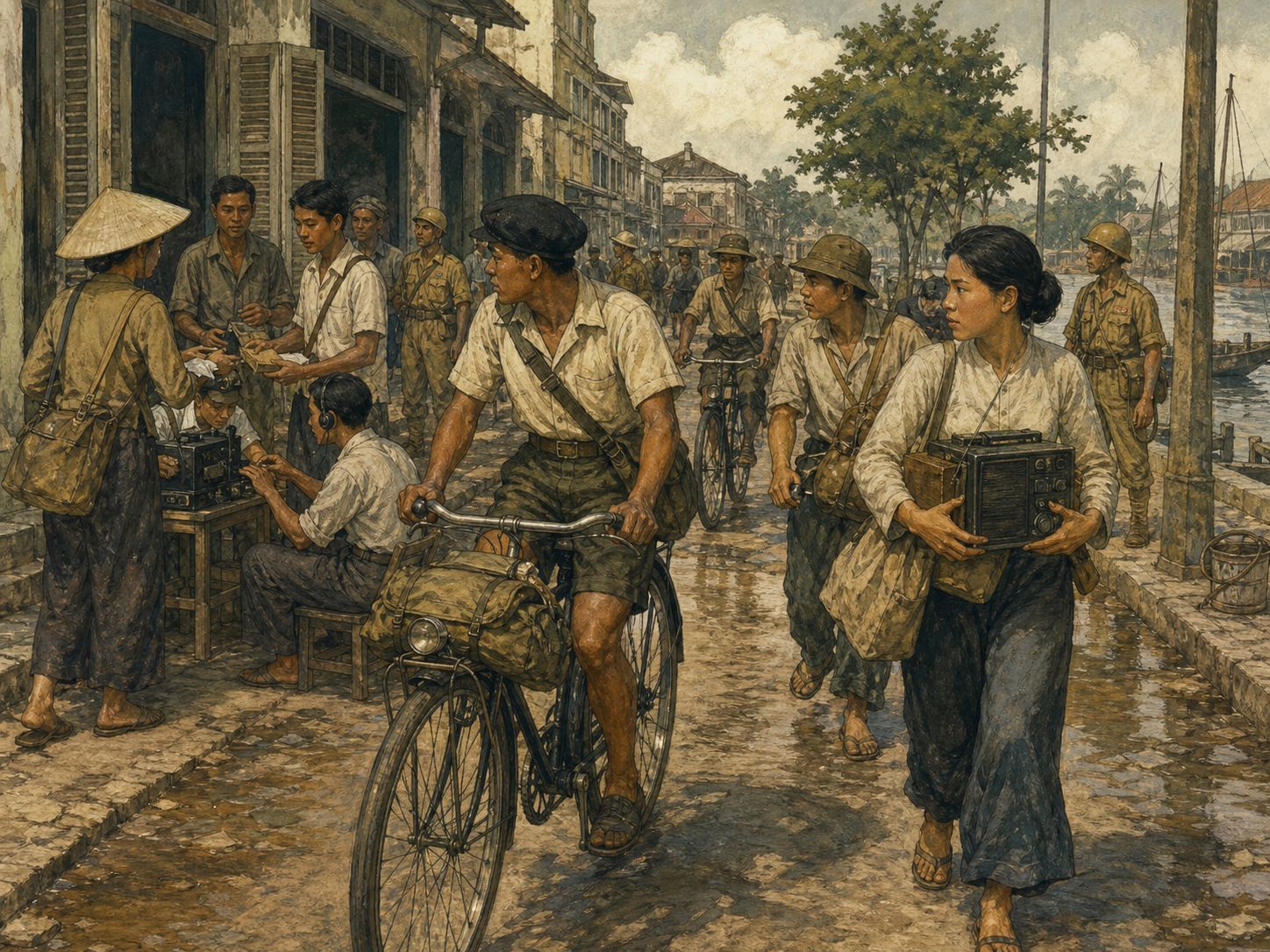 People in an occupied street carry messages and supplies for a national movement