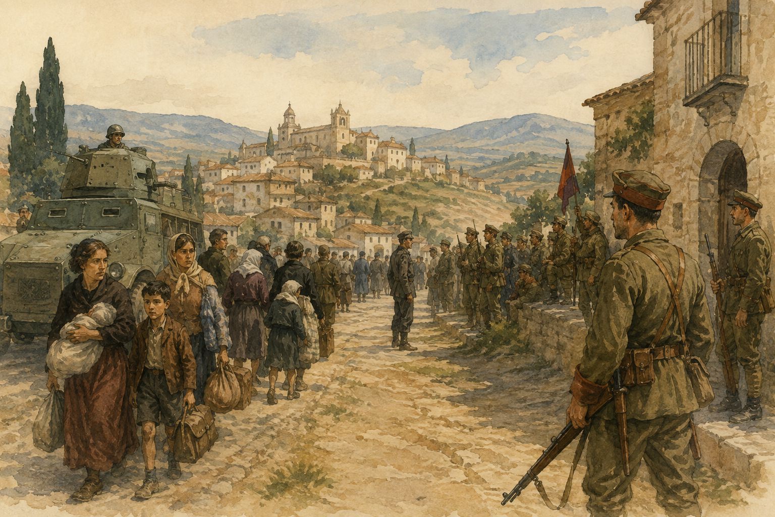 A teacher uses a map to pass on the memory of the Spanish Civil War to children