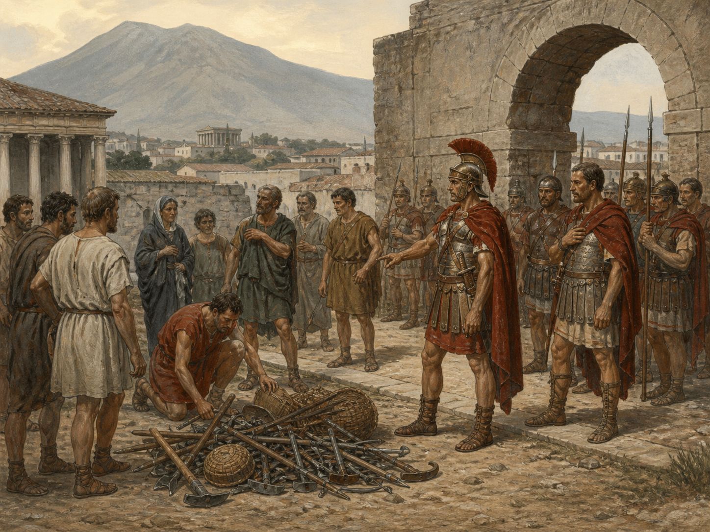 Historical reconstruction of Spartacus Revolt's immediate aftermath: Crassus defeated the rebels, many of whom were executed, while Roman slavery itself remained intact.