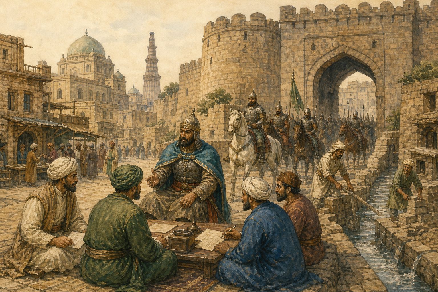 Historical reconstruction of “Iltutmish takes the throne” in Foundation of the Delhi Sultanate