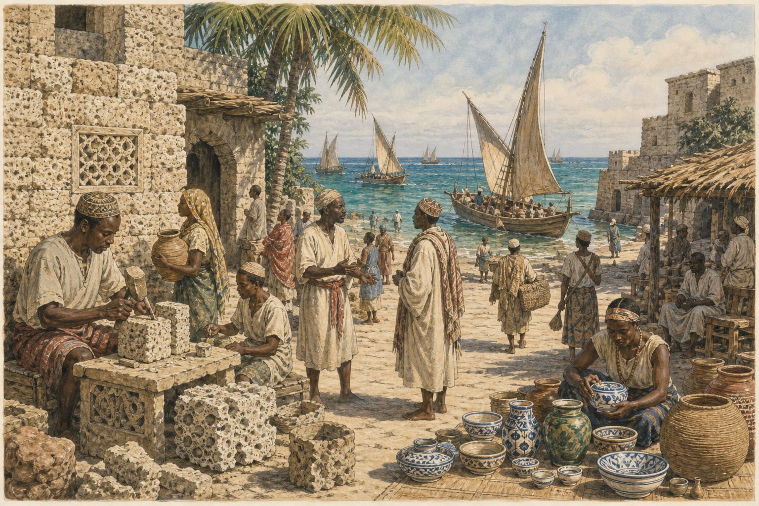 Historical reconstruction of the “Earlier conditions” stage in Formation of the Swahili City-State Network