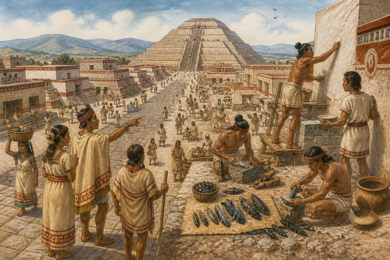 Historical reconstruction of the “Immediate aftermath” stage in Flourishing of Teotihuacan