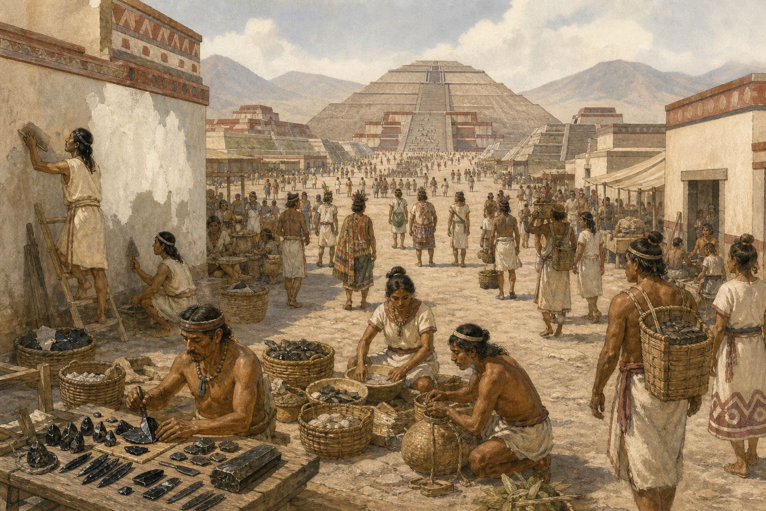 Historical reconstruction of the “Forces in motion” stage in Flourishing of Teotihuacan
