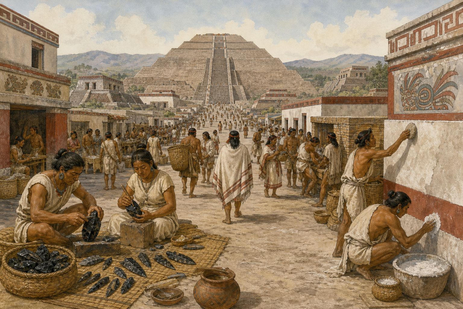 Historical reconstruction of the “Flourishing of Teotihuacan” stage in Flourishing of Teotihuacan