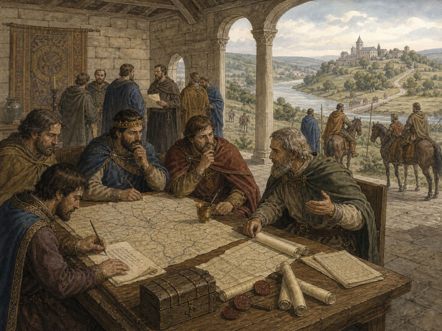 A Carolingian castle where tension rises after a king’s death