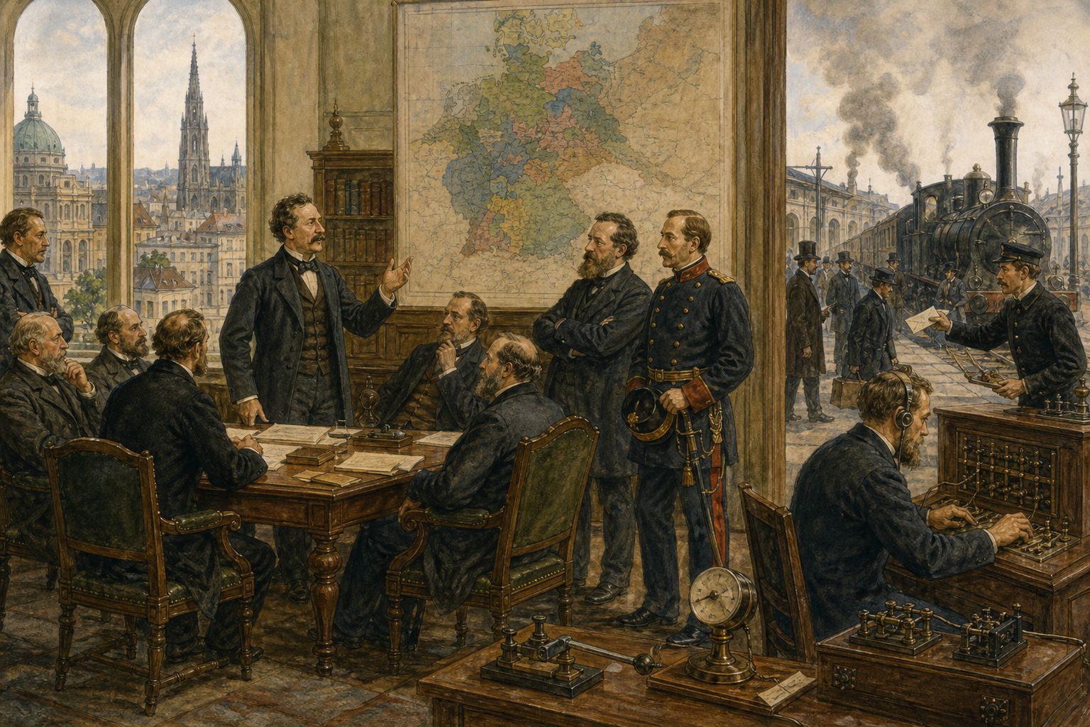 Delegates entering a city assembly within the German Confederation