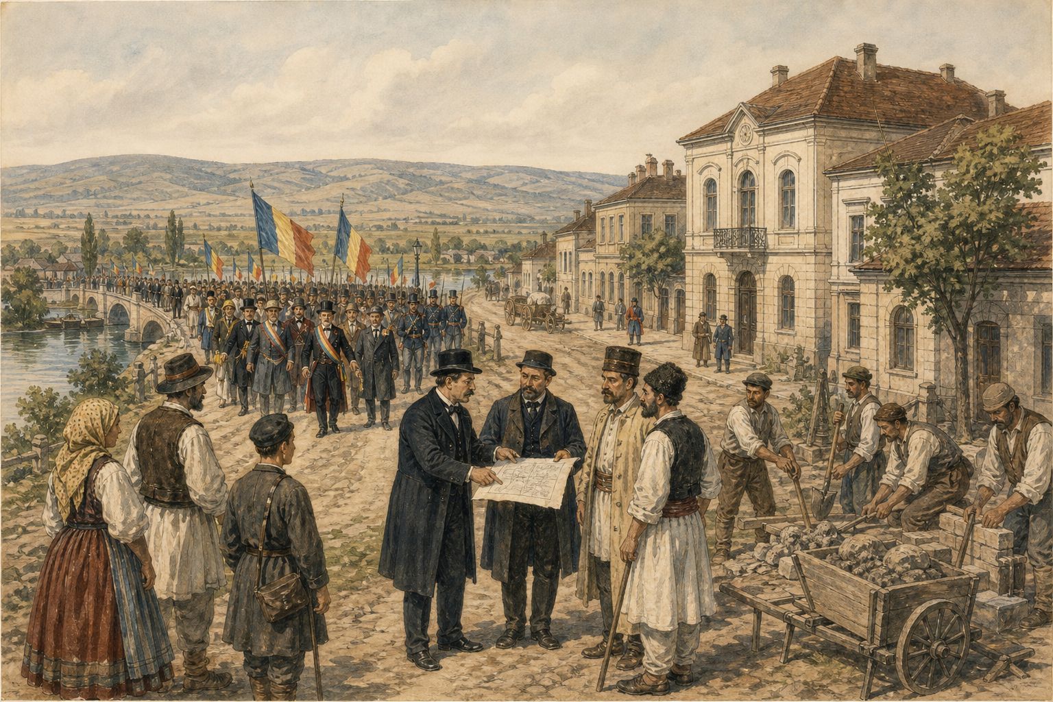 Historical reconstruction of “United administration adopts the name Romania” in Unification of the Romanian Principalities