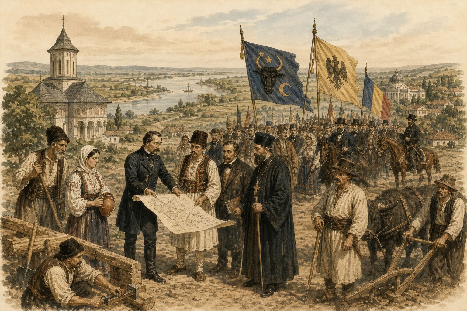 Historical reconstruction of “Revolutionaries demand national reform” in Unification of the Romanian Principalities