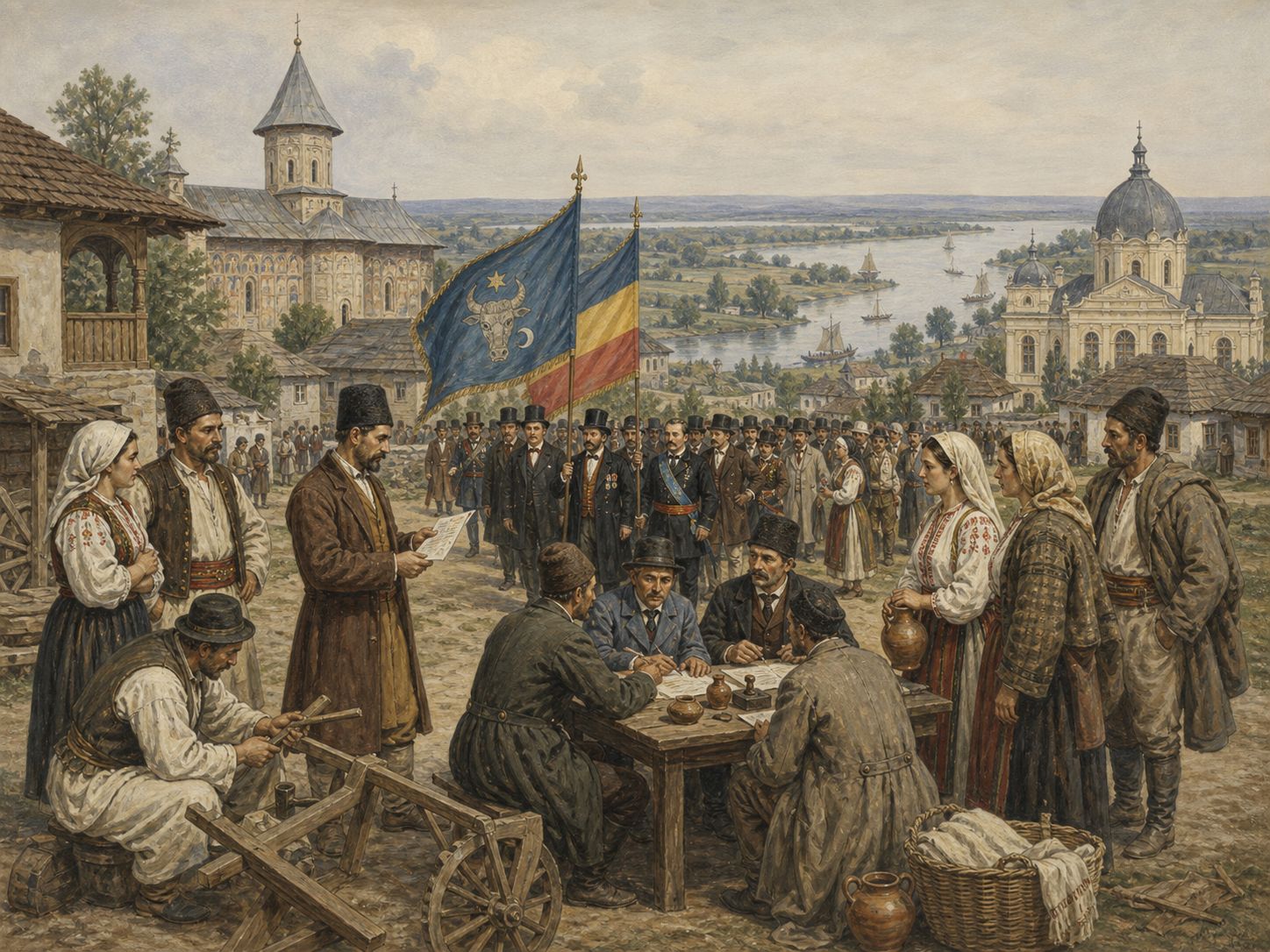 Historical reconstruction of Unification of the Romanian Principalities's background: In and around Moldavia and Wallachia, the setting took shape as Alexandru Ioan Cuza was elected ruler of both principalities, advancing the political union of Moldavia and Wallachia.