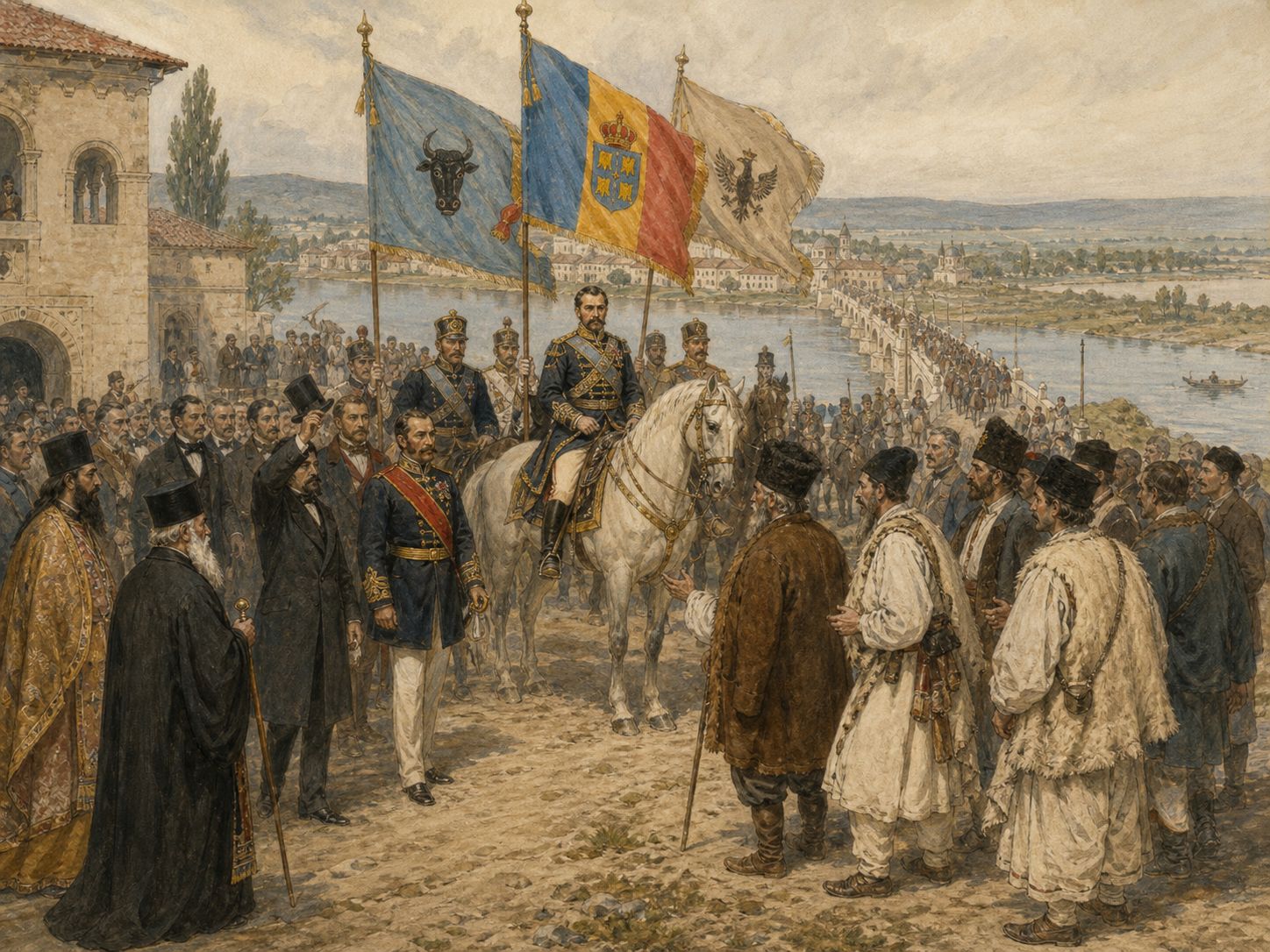Historical reconstruction of Unification of the Romanian Principalities's central action: Alexandru Ioan Cuza was elected ruler of both principalities, advancing the political union of Moldavia and Wallachia.