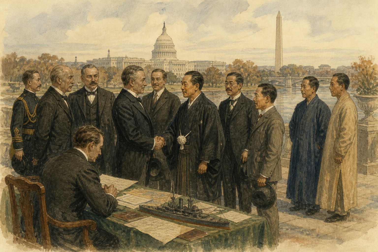 Historical reconstruction of the “Immediate aftermath” stage in Washington Naval Conference