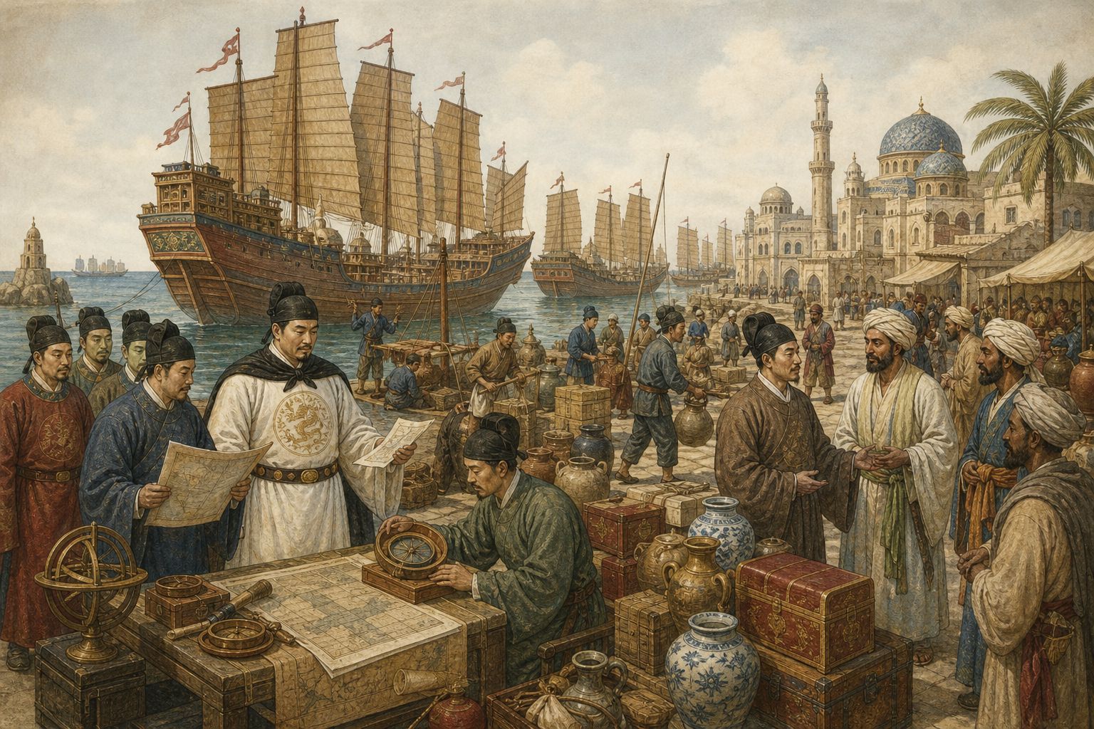 Historical reconstruction of the “Forces in motion” stage in Voyages of Zheng He