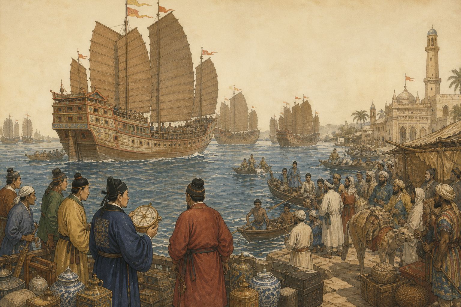 Historical reconstruction of the “Voyages of Zheng He” stage in Voyages of Zheng He