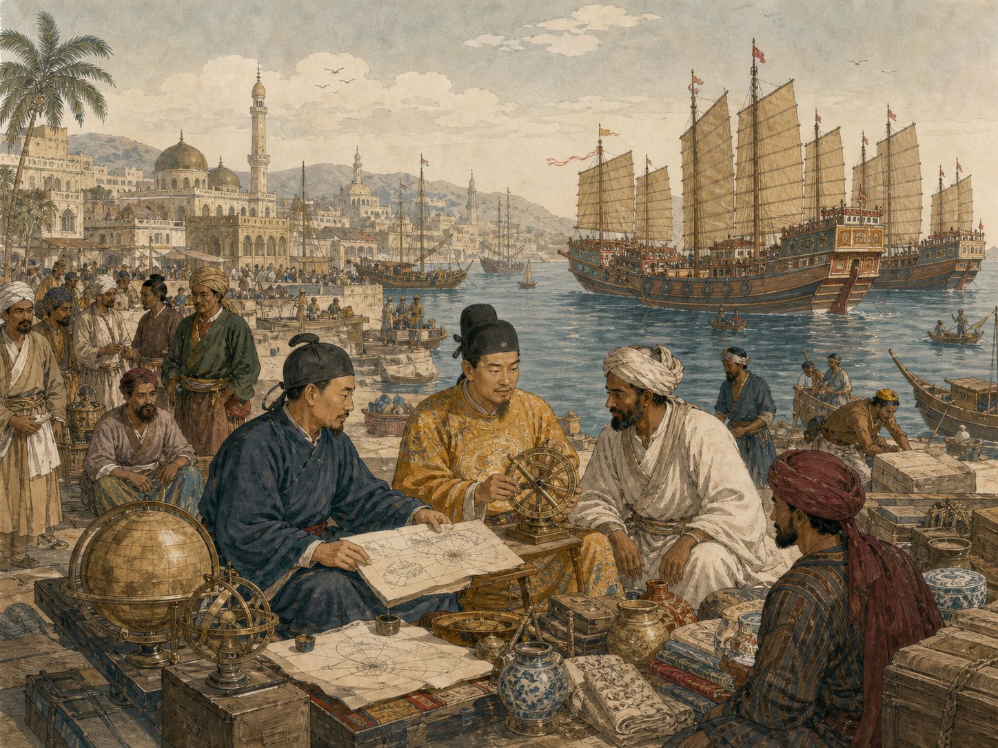 Historical reconstruction of Voyages of Zheng He's long-term consequences: In the longer term, the voyages reveal ming policies linking tributary diplomacy, maritime trade, and naval technology.