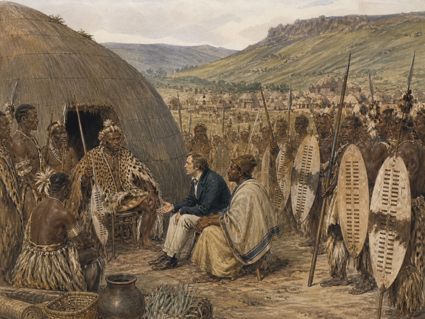 Historical reconstruction of Rise of the Zulu Kingdom's central action: Shaka expanded Zulu power in southeastern Africa through military reorganization and political consolidation.