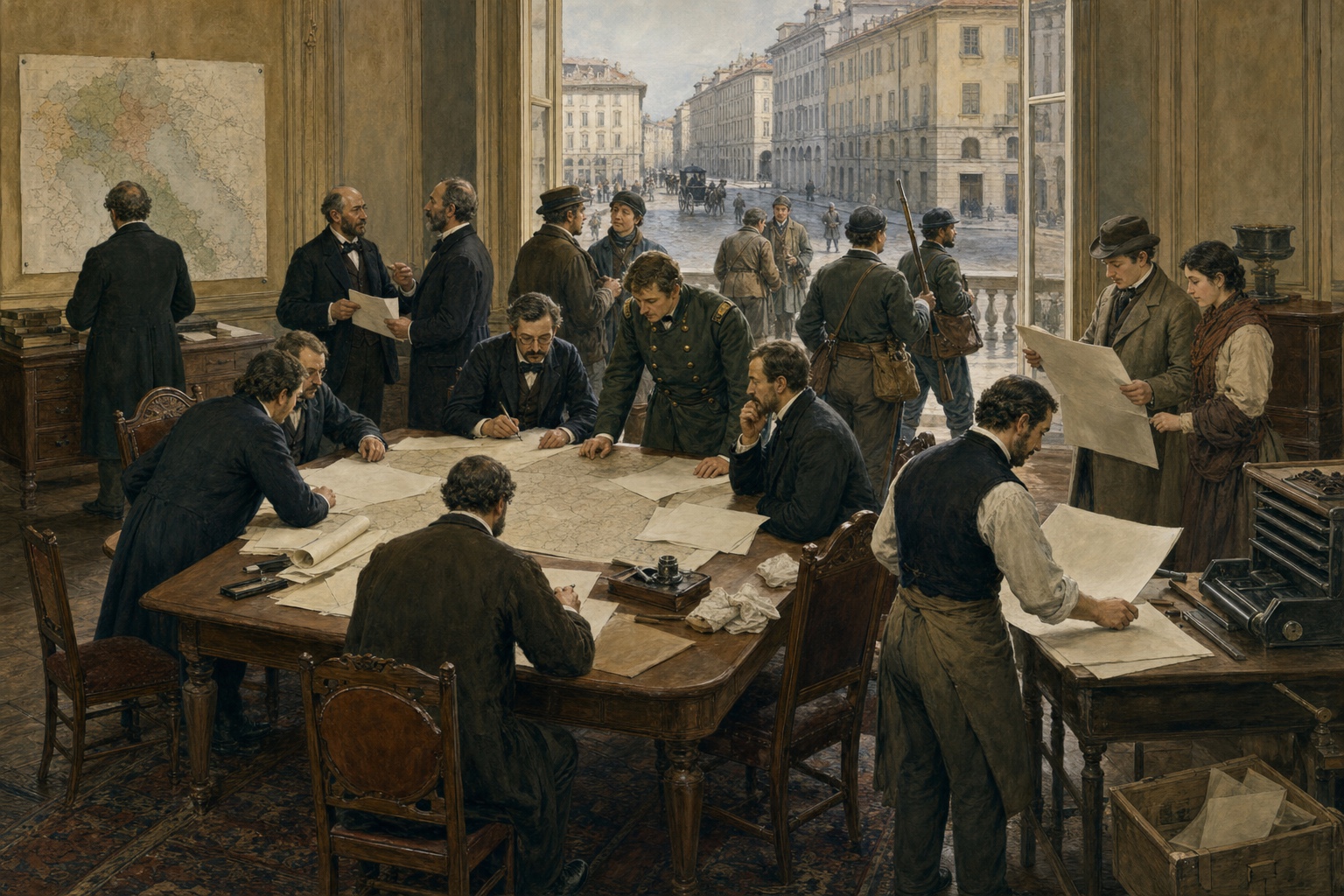 Reconstruction of political and military forces bringing Italian states together